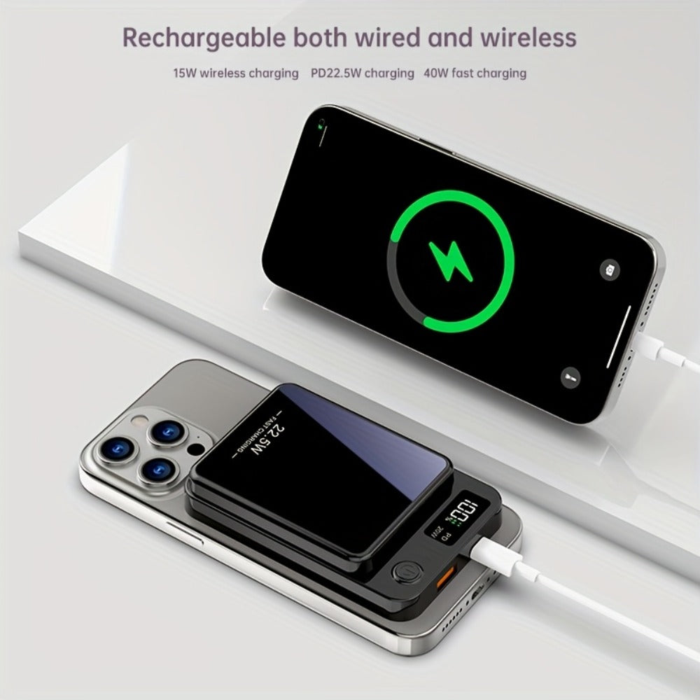 Power Bank Magnetic 10000mAh or 15000mAh with 15W Wireless, 22.5W Wired, USB-C and LED Display