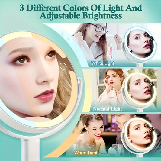 Makeup Mirror 8-Inch Dual-Sided 1X and 25X with 80 LEDs, Three Light Colors, Touch Control and USB-C Charging