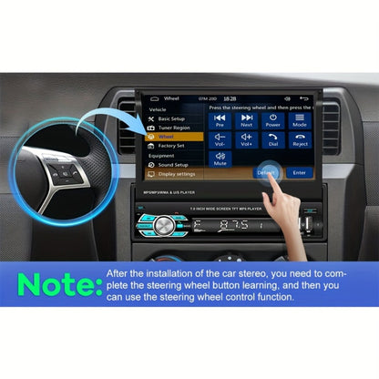 Single Din Car Stereo 7 Inch Flip Out Touchscreen - Wireless CarPlay & Android Auto, 1080P HD, FM Radio, SWC, Voice Control, USB/Type-C/AUX, Backup Camera Compatible