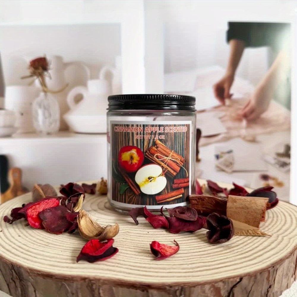 7.2oz Lidded Autumn Jar Candle with Single Wick, Label Artwork and Pumpkin or Apple Cinnamon Style