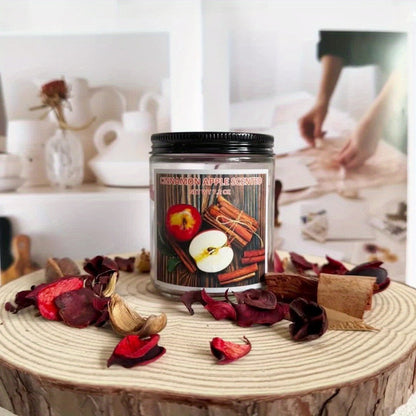 7.2oz Lidded Autumn Jar Candle with Single Wick, Label Artwork and Pumpkin or Apple Cinnamon Style