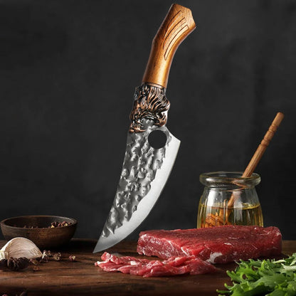 Multi-Piece Kitchen Knife Set with Stainless Steel Labels in Black Three-Piece or Brown Seven-Piece Options
