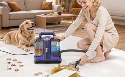 Portable Spot Cleaner for Carpet & Upholstery | Dual Brush Power Suction Stain Remover with Multifunctional Tools – Deep Cleans Sofa, Car Seats, Stairs & Pet Stains