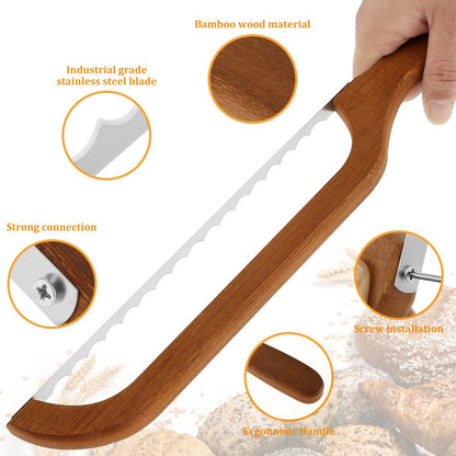 Serrated Bread Knife – 304 Stainless Steel Blade with Bamboo Handle, 15.7" Bread Slicer for Sourdough, Bagels, Baguettes & Homemade Loaves