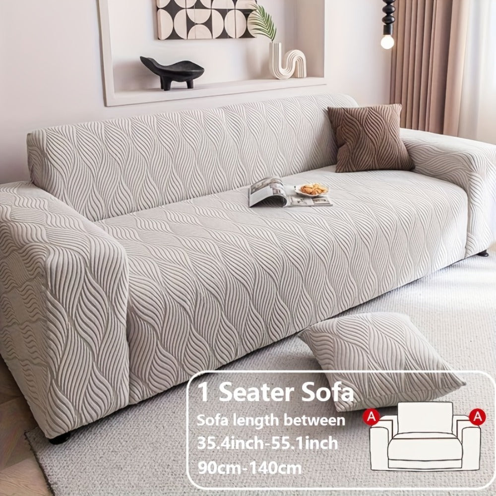 Sofa Cover Polar Fleece Modern Jacquard Elastic Slipcover with Anti-Slip Fit for 1 to 4-Seater Sofas