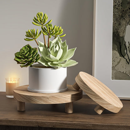 Wooden Display Riser Stands 3pcs Set Rustic Multi-Tier Cake Stand with Sleek Legs - Natural for Entryways, Bedrooms and Living Spaces
