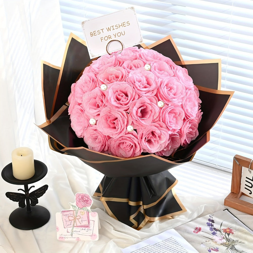 Artificial Flash Rose Bouquet 24/36 Pcs – Simulation Shiny Fake Roses for Wedding, Engagement, Anniversary & Holiday Decorations, Multiple Colors