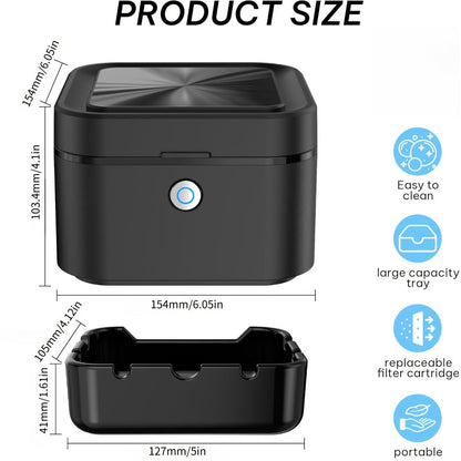 Smokeless Ashtray with HEPA Filter – USB Rechargeable Indoor Ashtray for Home Office Car, 4 Filters Included, Gifts for Him Her