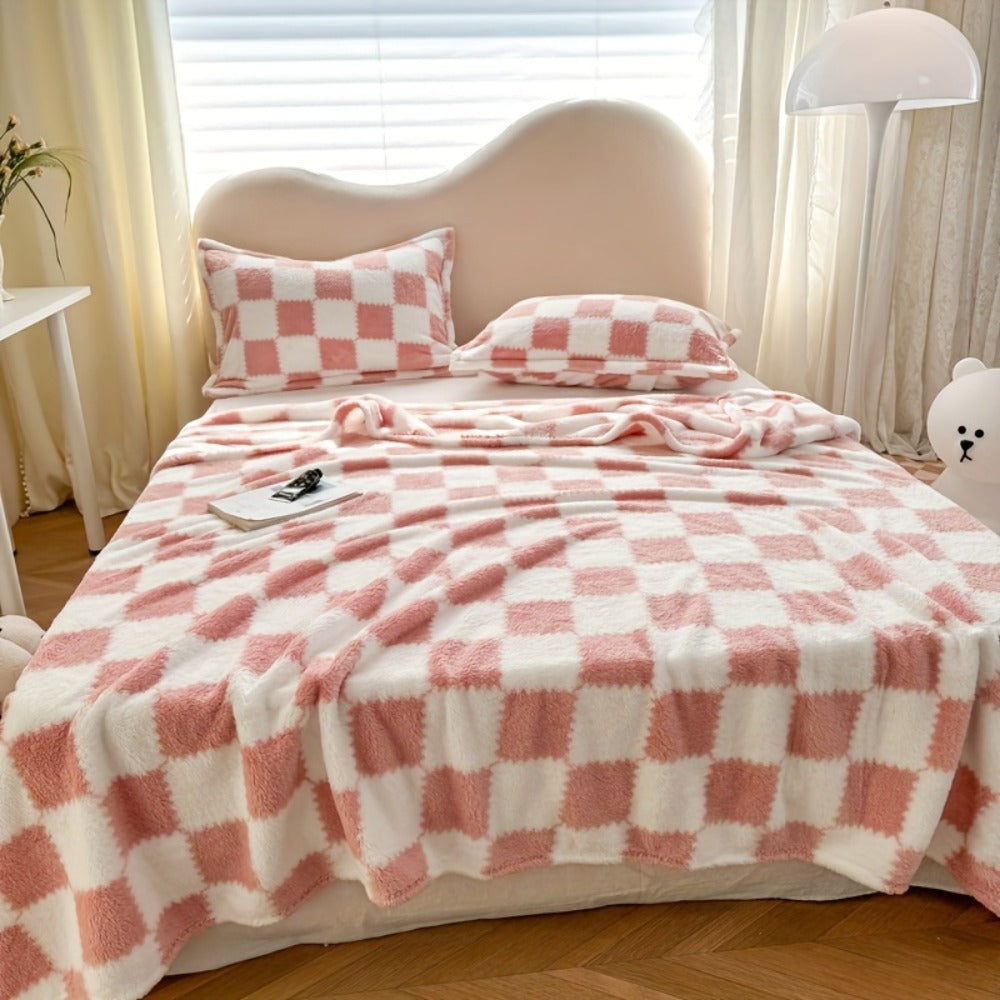 Plaid and Panda Flannel Blanket with Six Design Labels and Four Sizes from 39.37 x 59.06 to 78.74 x 90.55 Inches