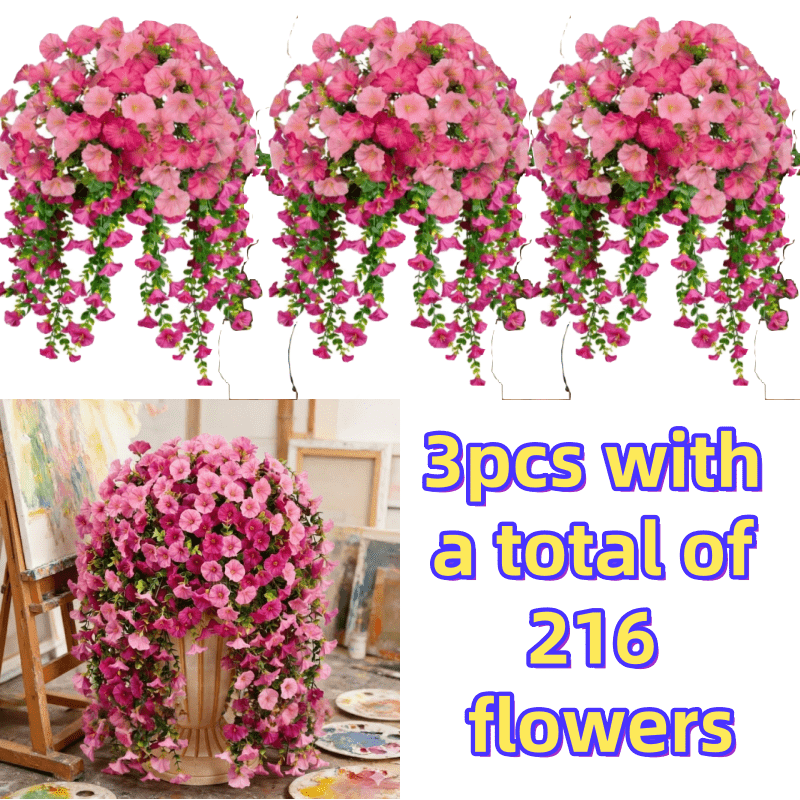 Three-Piece Artificial Rose Vine Garland with 216 Listed Flowers in Twelve Exact Color Combinations