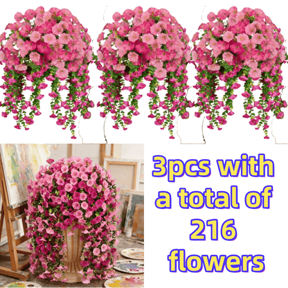 Three-Piece Artificial Rose Vine Garland with 216 Listed Flowers in Twelve Exact Color Combinations