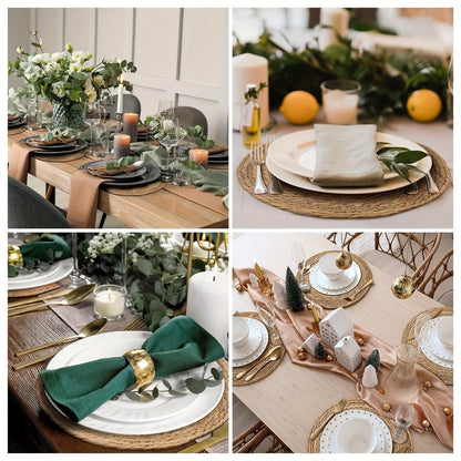Woven Round Placemats in 10- or 30-Piece Sets with Matching Holders and 12-Inch Natural Look