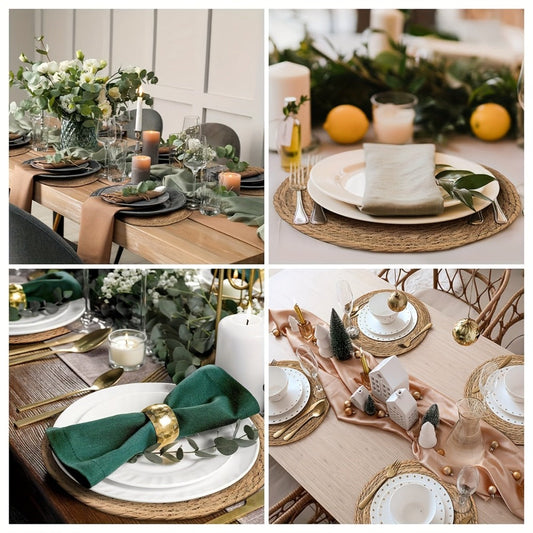 Bohemian Placemats Set 10/30pcs with Holders, 12-Inch Vintage Woven Table Mats for Wedding, Party & Everyday Dining