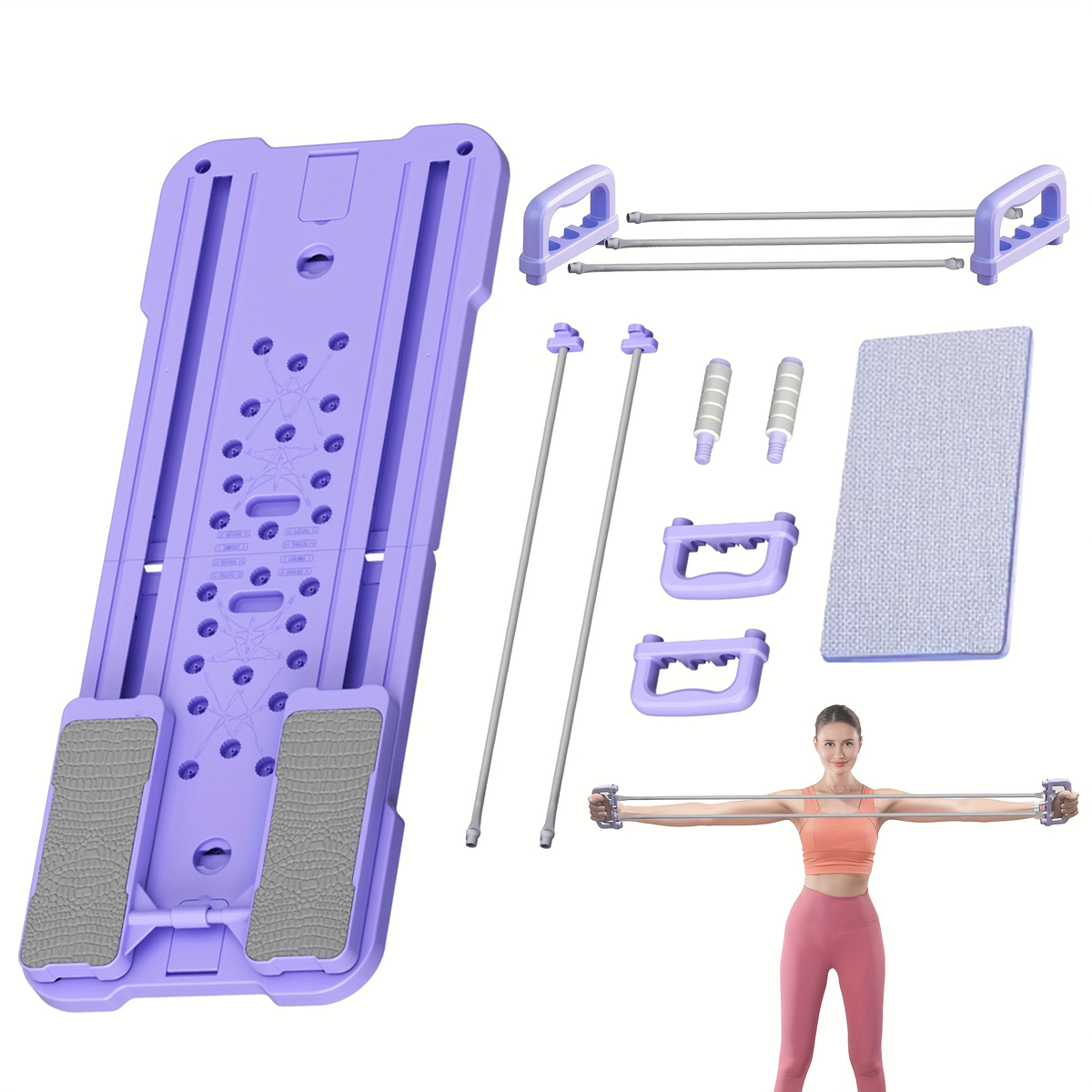 Portable Pilates Reformer Board 9-in-1 – Foldable Ab Wheel & Push-Up Workout Machine for Full Body Core Training, Muscle Toning & Home Gym Fitness
