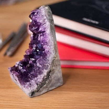 Purple Crystal Geode-Style Decor Cluster with Three Weight-Range Options and Polished Display Edges