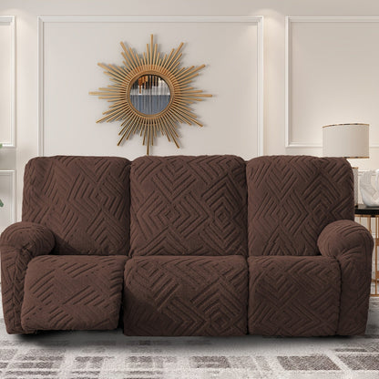 Stretch 3 Seat Sofa Slipcover Elastic Spandex Couch Cover with Pocket Anti-Slip Jacquard Knit Washable Solid Color Sofa Protector for Living Room Office Pet Friendly