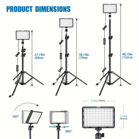 LED Video Fill Light Panel Kit with Tripod Stand & RGB Filters | Dimmable 5600K Studio Light for Vlogging, Photography, Video Streaming & Tabletop Shooting | 2 or 3 Pack