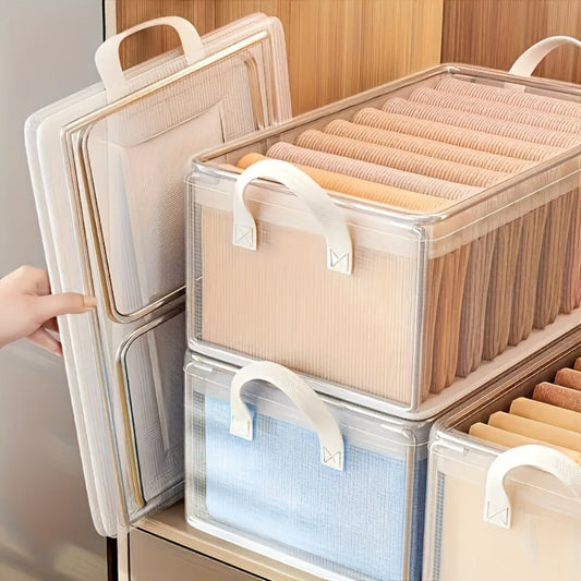 6pcs Foldable Storage Box with Steel Frame – Transparent PVC Stackable Organizer for Clothes, Blankets & Cosmetics | Waterproof Under Bed Storage