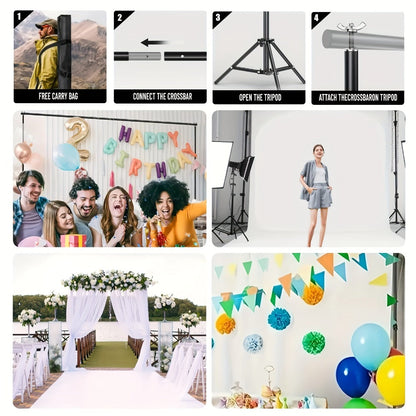 Backdrop Stand 8.5 x 10-Foot Adjustable Tripod Kit with Sectional Crossbars, Four Clips and Carry Bag