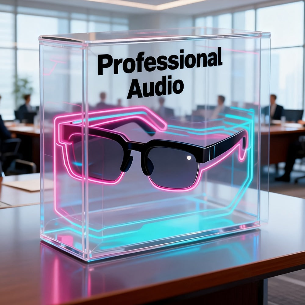 Smart Glasses Translation Eyewear with Bluetooth Open-Ear Speaker, Built-In Microphone and Black Frame