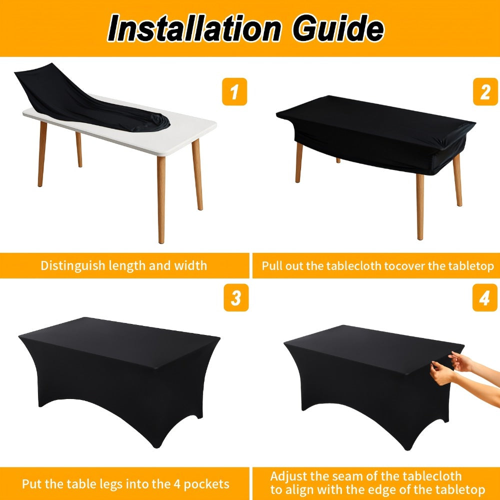 6 Pack Spandex Table Covers for 6ft Rectangular Tables – Fitted Stretch Tablecloths Wrinkle Resistant Washable Reusable for Wedding Party Banquet