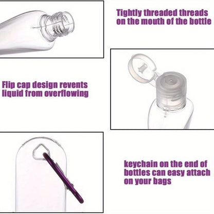 50-Pack 1.7 oz Clear Refillable Travel Bottles with Keychain Tops for Toiletries and Liquids