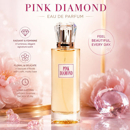 Women's Perfume Eau de Parfum Spray - Pink Diamond Long Lasting Floral Scent with Aldehyde Lily & Orange, Elegant Fragrance for Daily Wear & Special Occasions, 3.4 oz
