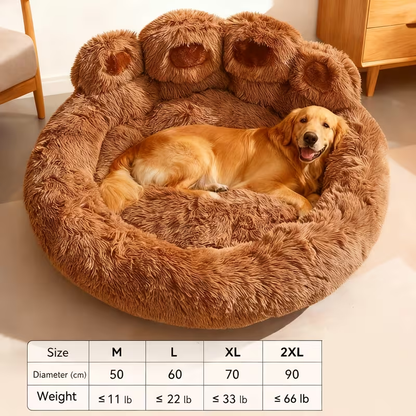 Dog Bed Cat Bed Bear Paw Round Plush Non-Slip – Soft Warm Cuddler Pet Mattress for Puppy, Small, Medium & Large Dogs and Cats, Sizes 20–36 Inch, Colors: Coffee, Pink, Gray