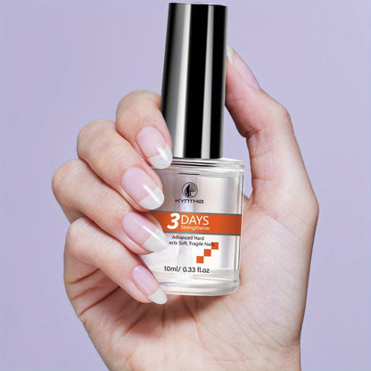Clear 10 ml Nail Care Coating in Round Bottle with Black Cap and Orange 3 Days Label for Manicure Routines