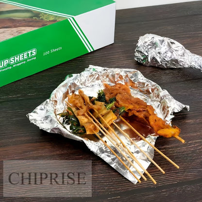 200-Count Pre-Cut Aluminum Foil Sheets, 9 x 10.75 Inch Pop-Up Box for Cooking and Food Storage