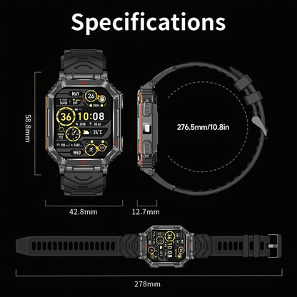 GPS Outdoor Smartwatch All-Metal Body, IPX8 Waterproof, Built-in GPS, Altimeter Barometer & Compass, LED Flashlight, Bluetooth Calling & Message Alerts, Silicone or Steel Strap – Rugged Adventure Watch for Men