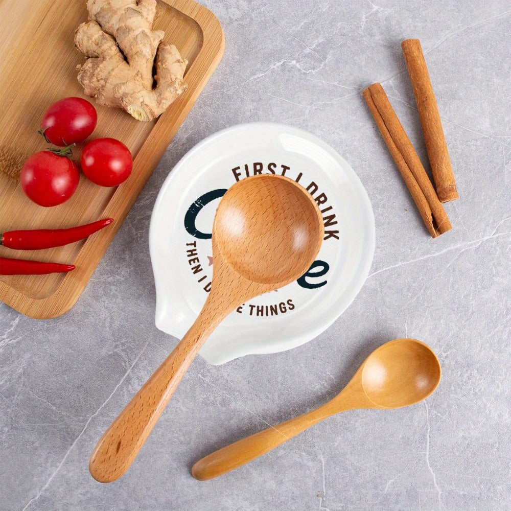 Ceramic Spoon Rest Funny Coffee Quote – "A Cup of No Return" Ceramic Utensil Holder for Coffee & Tea Spoons, Cute Spoon Holder for Kitchen Counter, Cafe Decor, Perfect Coffee Lover Gift