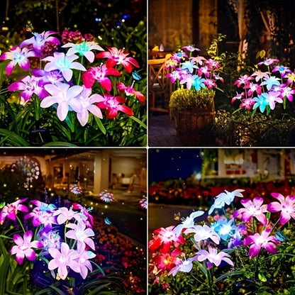 Solar Garden Light Blooming Lily Stakes with 7-Color LEDs and 2, 4 or 12-Pack Options for Outdoor Garden Decor