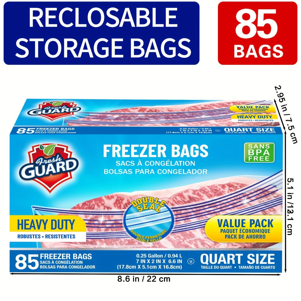 Food Storage Bags 85 Pack 0.25 Gallon | Resealable Freshness Bags Heavy Duty Secure Seal for Fruits, Vegetables, Grains & Meats, Kitchen Food Organization Bags, Flexible Freezer & Pantry Storage Solution