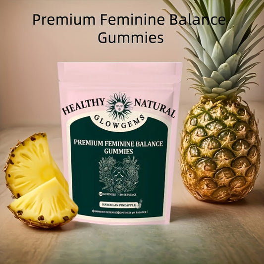 Feminine Balance Gummies with Probiotics for Women — Vaginal Health, pH Balance, Odor Control & Yeast Defense, Hawaiian Pineapple Flavor, Boric Acid Alternative, 60 Capsules by GLOWGEMS