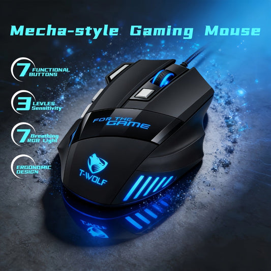 Programmable RGB Gaming Mouse Wired Ergonomic Pro-Grade with Turbo Click Multi-Mode DPI Sensitivity Dynamic RGB Lighting Forward Back Buttons USB Plug & Play for PC Laptop Mac Multiple Models