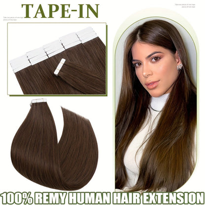 Hair Extensions Straight Brazilian Remy Human Hair Tape-In Set with 10 Pieces, 12–24-Inch Lengths and 11 Colors