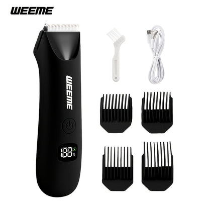 WEEEME Body Hair Trimmer with Digital Display, Four Guide Guards and Yellow, Blue or Black Housing