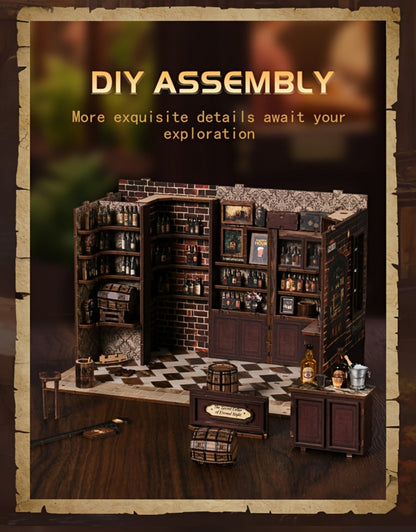 Corner Lounge Book Nook Kit with 327-Piece Tavern Storefront Scene, Illuminated Interior and Touch Switch