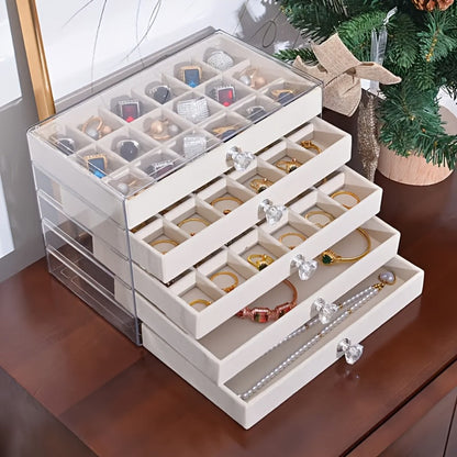 5-Tier Jewelry Box Organizer with Drawer Luxury Glam Storage