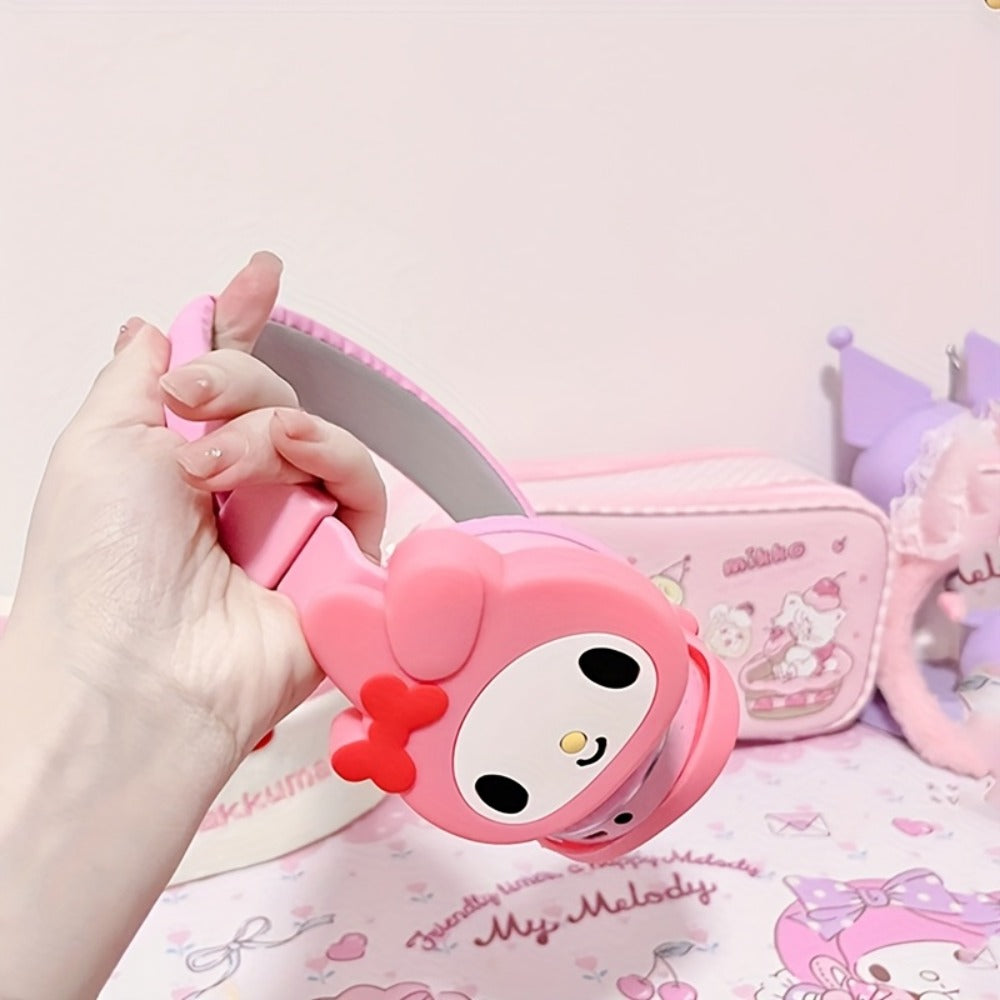Sanrio Kuromi My Melody Cute Wireless Headset Foldable Portable Smart Call Anime for Bedside Audio, Alarms and Room Entertainment