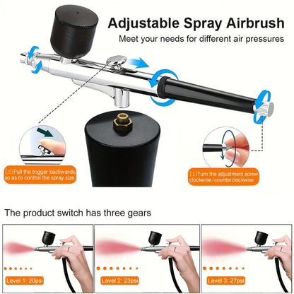 Rechargeable Cordless Airbrush Kit with Green, Pink, Red or Black Three-Gear Pump and Three Cup Options