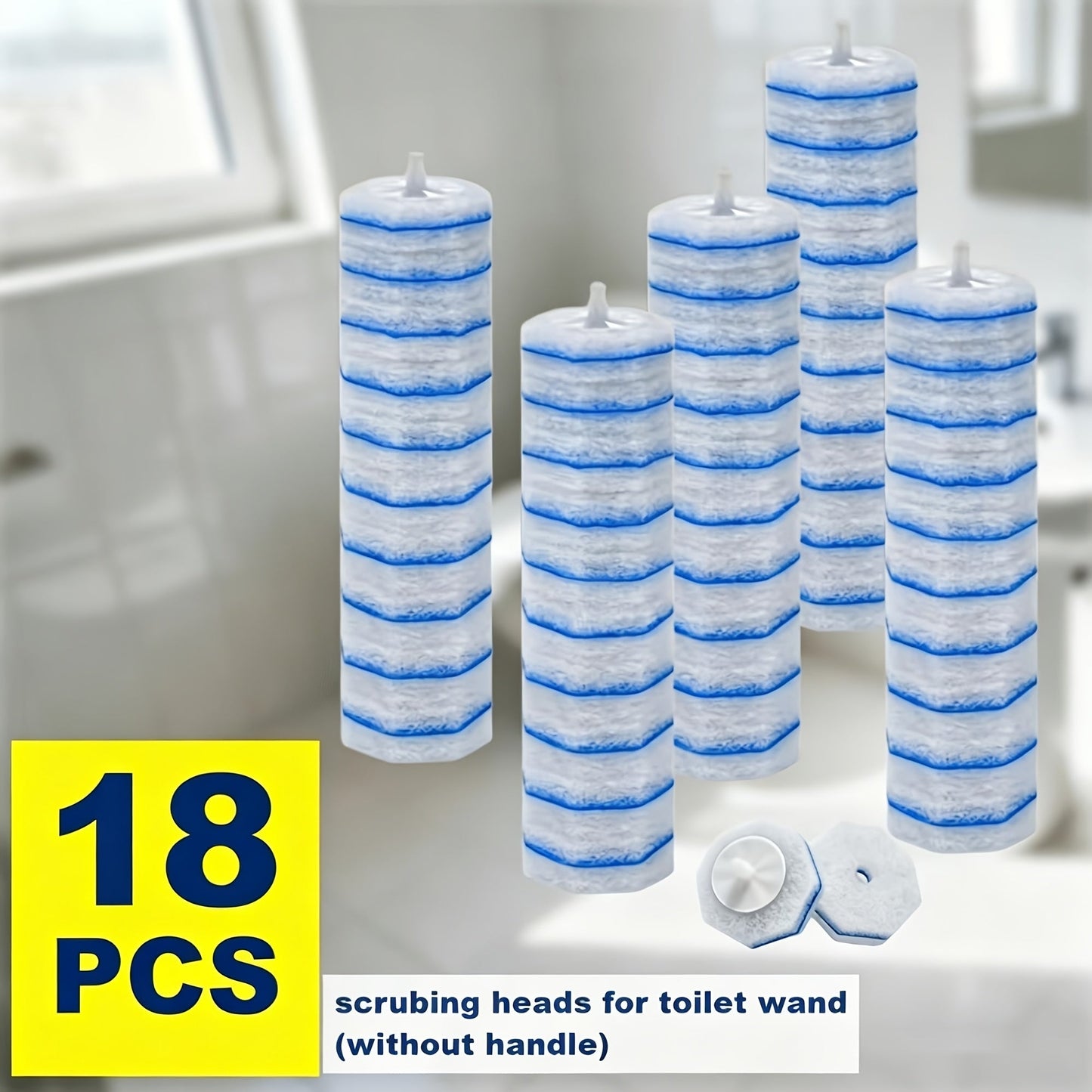 Disposable Toilet Brush Refill Heads in 18, 48 or 100 Count Packs for Compatible Toilet Cleaning Wands