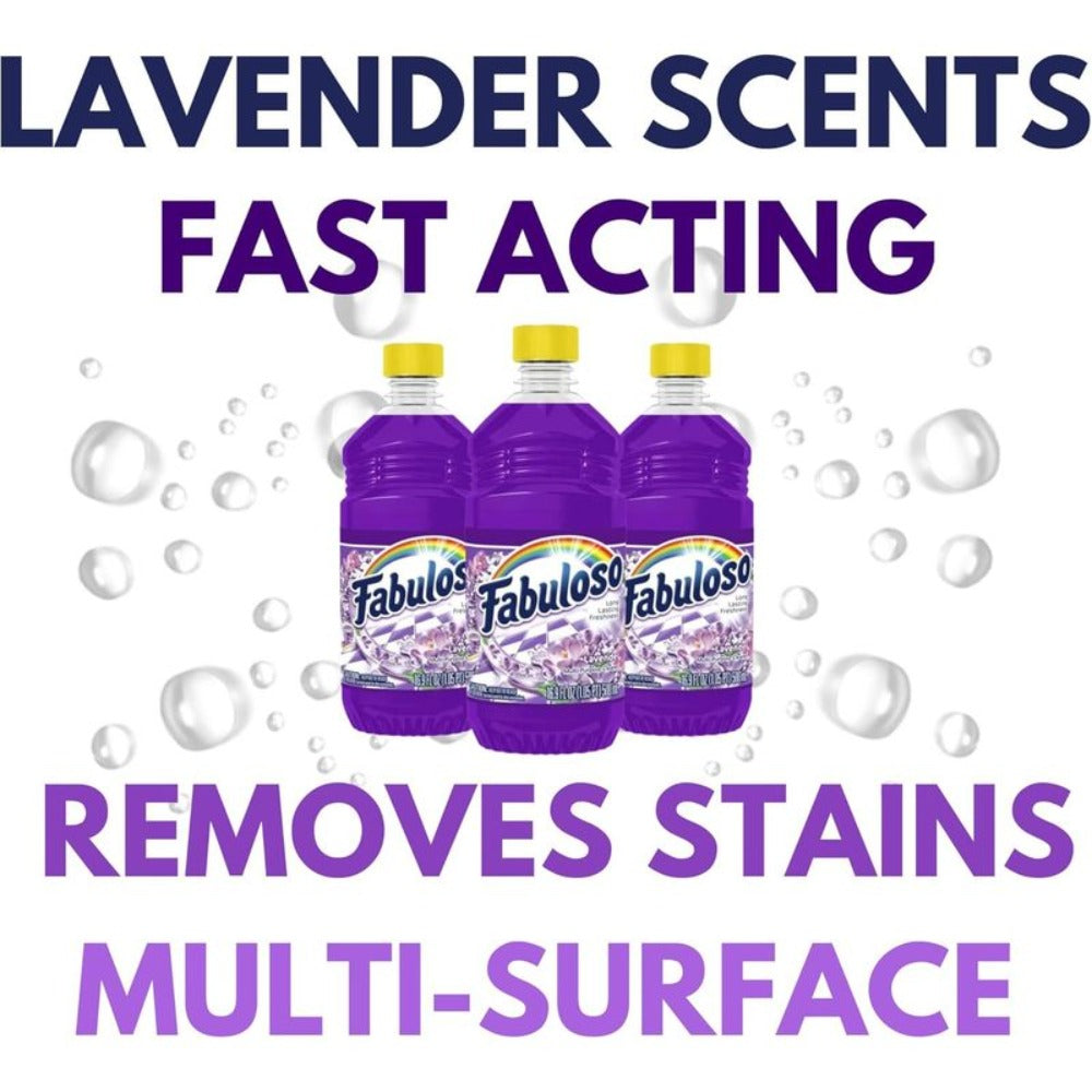 All Purpose Cleaner Lavender Scent 3 Pack (16.9 Fl Oz Each), Fabuloso Multi-Surface Floor Cleaner with Calming Lavender Fragrance – Powerful Dirt & Grime Remover for Floors, Tiles, Bathrooms & Kitchens