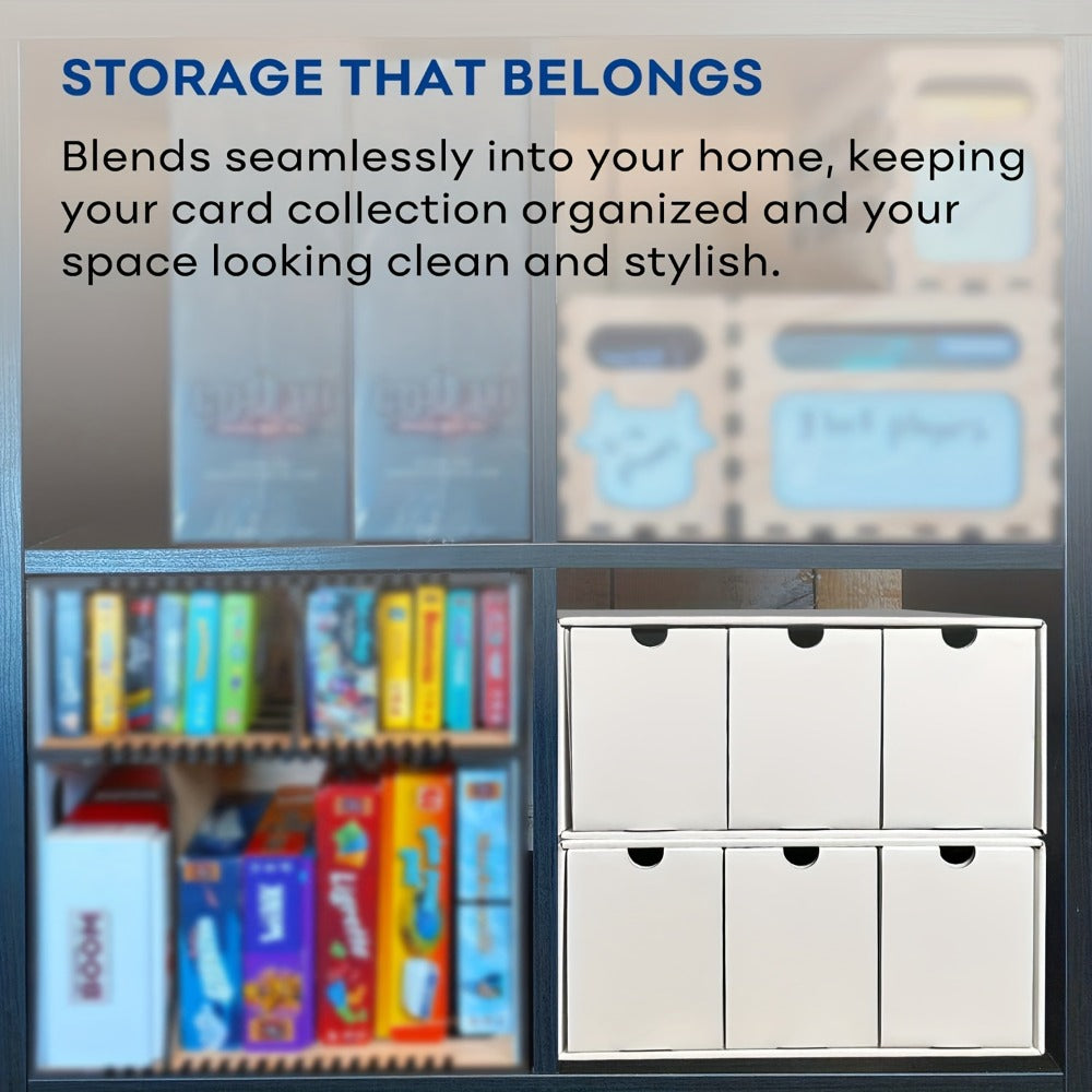 Twelve-Drawer Trading Card Storage Organizer with Divider Inserts and White or Black Four-Box Sets