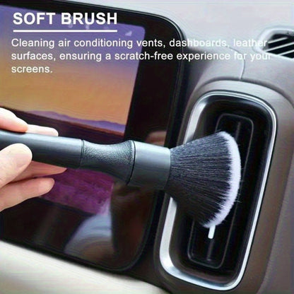 Car Interior Cleaning Brush Set – 5pcs Soft Bristle Detailing Brushes for Dashboard, Vents & Instrument Panel, Non-Shedding, Black