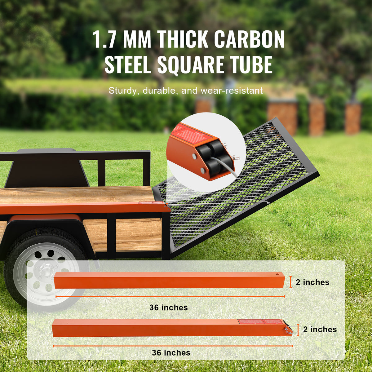 Trailer Tailgate Lift Assist – Max 180 lbs, Fits Open Utility Trailers, 10–24 Inch Side Rail, 4–6 ft Ramp Height, Carbon Steel Spring Cable System