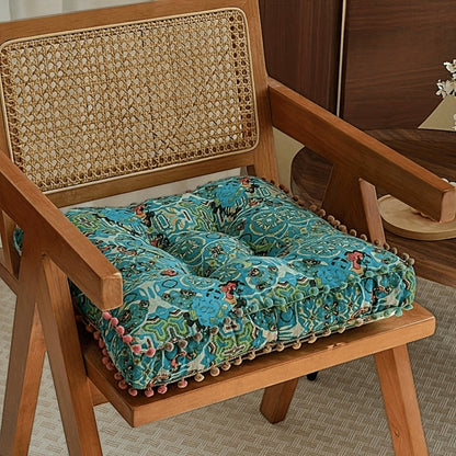 Square Bohemian Floor Cushion in Moroccan Orange or Bohemian Yellow with Forty-Two-Centimeter Size