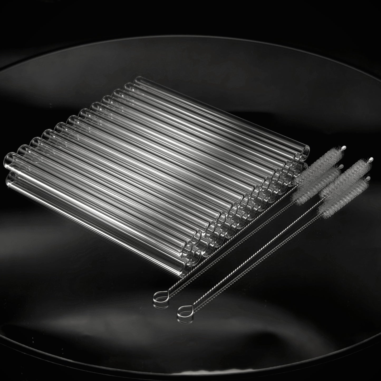 12-Pack Reusable Borosilicate Glass Straw Set with Cleaning Brushes in 6 or 8 Inch Lengths for Drinks