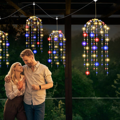 Solar Hanging Jellyfish Lights Outdoor 4 Pack for Garden, Pathway and Patio Lighting, with the Listed Configuration